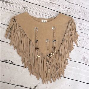 HB LEATHER Poncho with Beaded Accents